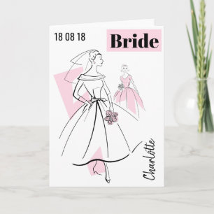 Fashion Bride rose Nom Date Carte de voeux