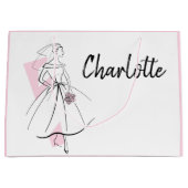 Fashion Bride rose Nom sac cadeau grand rose (Devant)