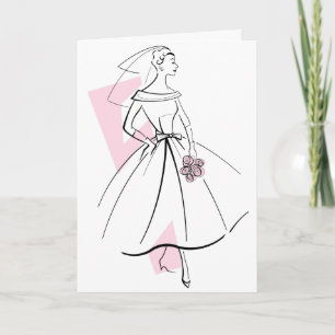 Fashion Bride rose Texte carte de voeux