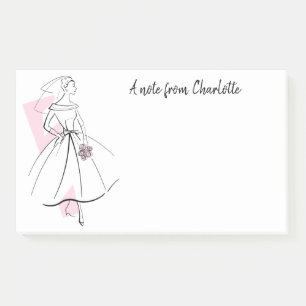 Fashion Bride rose Texte post-it notes