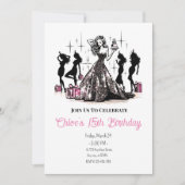 Fashion Diva Anniversaire Fête Invitation (Devant)