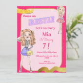 Fashion Doll Bestie Anniversaire Fête Invitation (Debout devant)