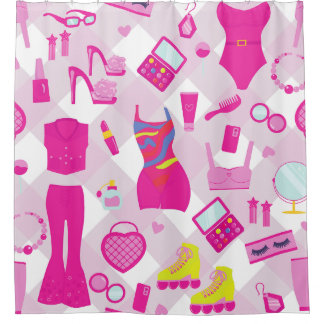 fashion doll clothes vintage 1990s pink gingham douchegordijn