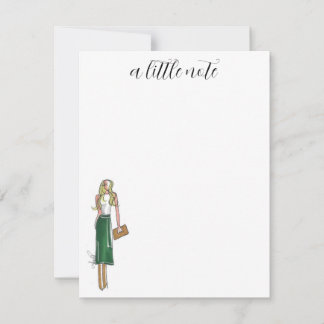 Fashion illustration green dress cards notitiekaartje