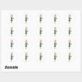 Fashion illustration green dress stickers (Feuille)