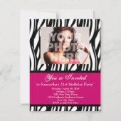 Fashion Pink Zebra sur mesure Invitations (Devant)