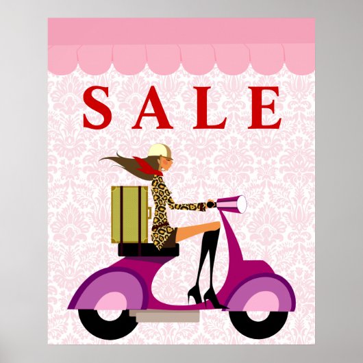 Fashion Poster Vente Scooter Femme rose (Devant)