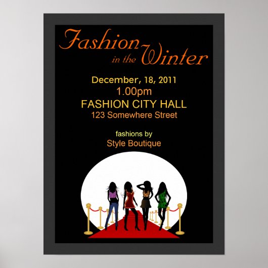 Fashion Show d'hiver Designer Posters noirs et rou (Devant)