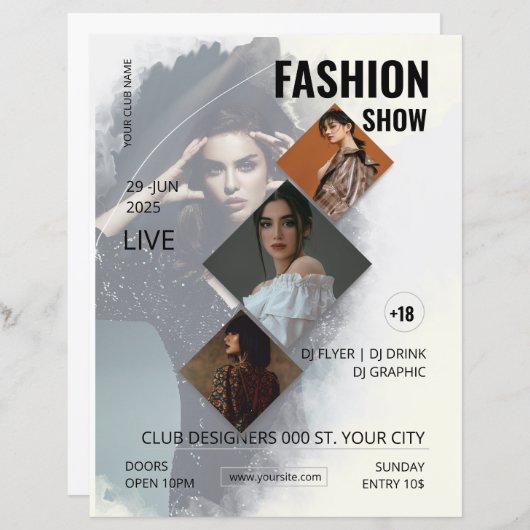 Fashion Show Flyer Template  (Devant / Derrière)