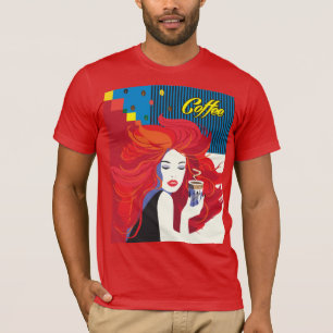 Fashion woman avec tasse de café T-Shirt