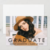 Fashionable Afstuderen Photo Announcement Kaart (Voorkant / Achterkant)