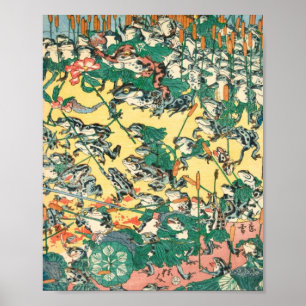 Fashionable Battle of Frogs door Kawanabe Kyoto Poster