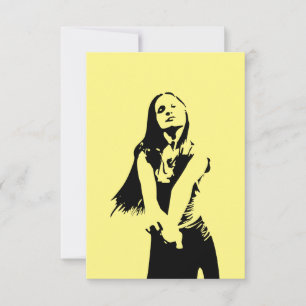 Fashionable Black Dancing Girl Silhouette Kaart