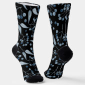 Fashionable Black met Blue Botanicals Berries Sokken (Gebogen)