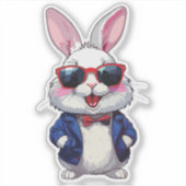 Fashionable Bunny Sticker with Bow and Jacket (Voorkant)