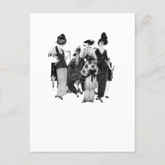 Fashionable Dames met Parasols Sleutelhanger Briefkaart