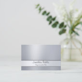 Fashionable Freehand Script Silver Moderne Eenvoud Visitekaartje (Staand voorkant)