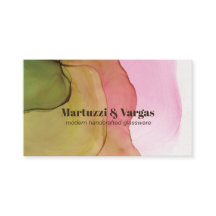 Fashionable Green Pink & Amber Alcohol Ink Art