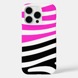 Fashionable Hot Pink en Black Zebra Print iPhone 16 Pro Hoesje