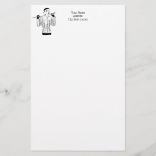 Fashionable Lady Golfer met Golf Club uit de jaren Briefpapier