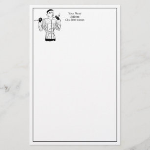 Fashionable Lady Golfer met Golf Club uit de jaren Briefpapier