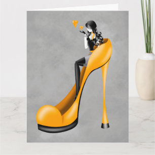 Fashionable Lady in Stiletto Greetings Card Kaart