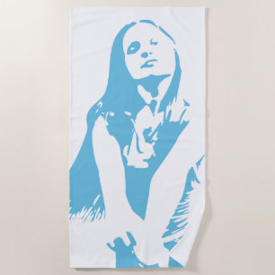 Fashionable Light Blue Dancing Girl Silhouette Strandlaken