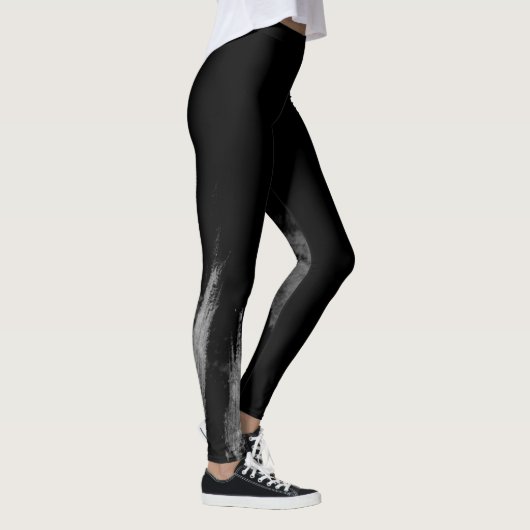 Fashionable Monochrome Urban Graffiti Smear Leggings (Rechts)
