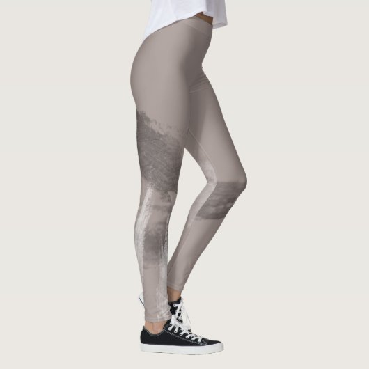 Fashionable Monochrome Urban Graffiti Smear Leggings (Rechts)