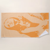 Fashionable Oranje Danser Girl Silhouette Strandlaken (Voorkant)