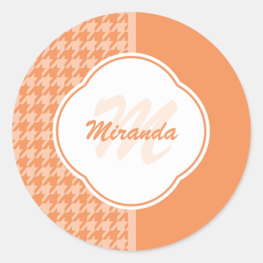 Fashionable Oranje Sound Bar Monogram en Naam Ronde Sticker (Voorkant)
