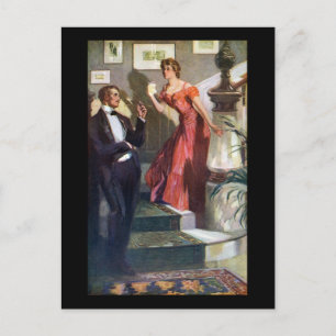 Fashionable paar klaar voor een nacht uit briefkaart