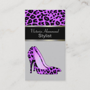 Fashionable Paarse Jaguar Print Visitekaartje
