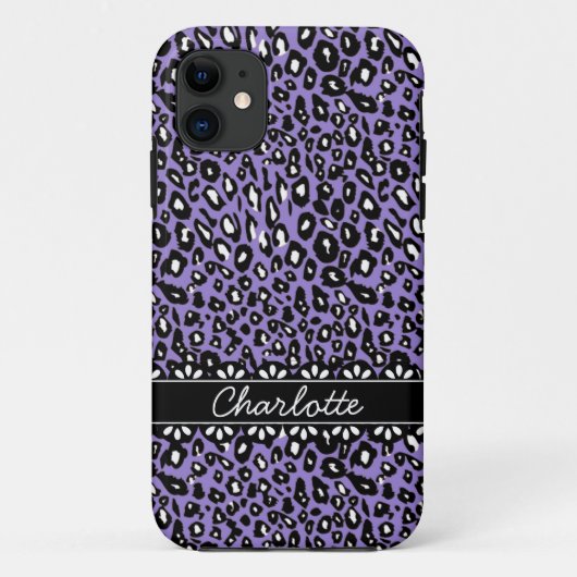 Fashionable Paarse luipaard afdrukken en kant Case-Mate iPhone Case (Achterkant)