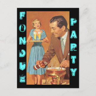 Fashionable Retro Fondue Party Thema Uitnodigingen