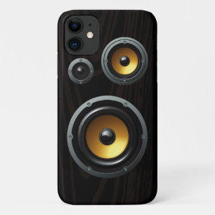 Fashionable Retro Wood Grain Speaker Trio iPhone 11 Hoesje