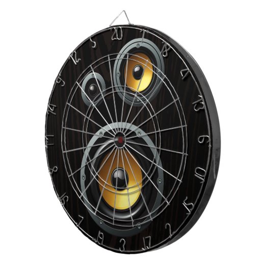 Fashionable Retro Wood Grain Speaker Trio Dartbord (Voorkant Rechts)