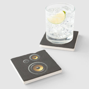 Fashionable Retro Wood Grain Speaker Trio Stenen Onderzetter
