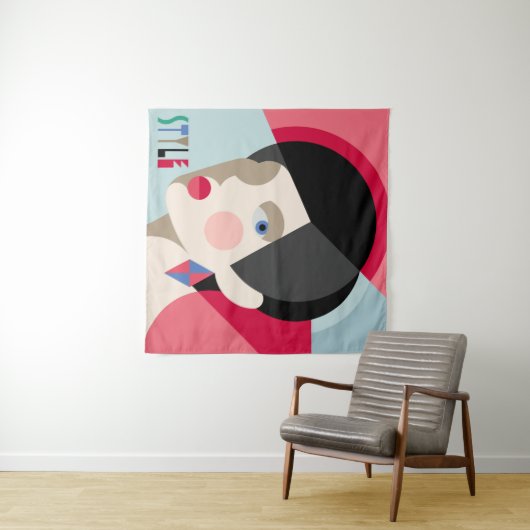 Fashionable, stijlvolle vrouw. Modernist stijlvrou Wandkleed (In Situ (horizontaal))