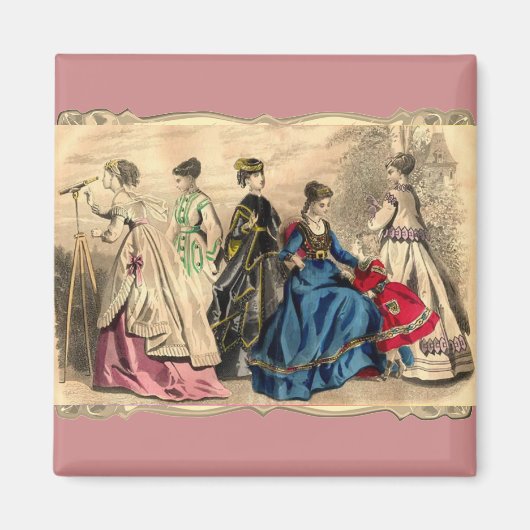 Fashionable Victoriaans Dames Magnet Magneet (Voorkant)
