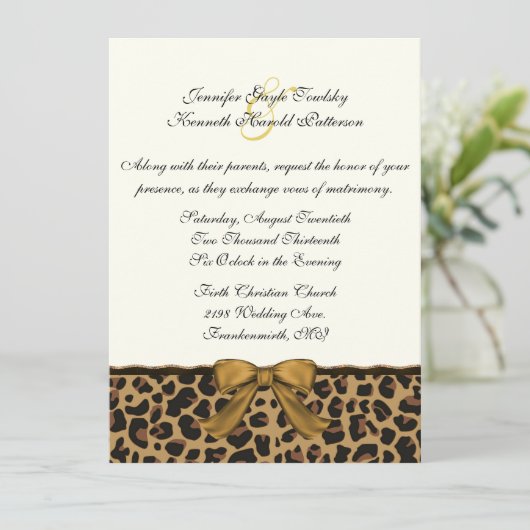 Fashionable Wild Jaguar Pattern Weddenschap Kaart (Staand voorkant)