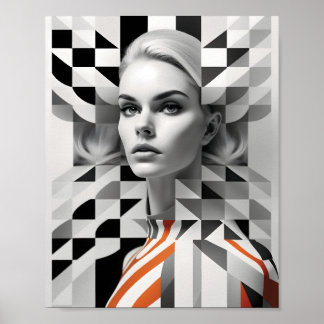 Fashionable Woman optische Verlichting zwart-wit Poster