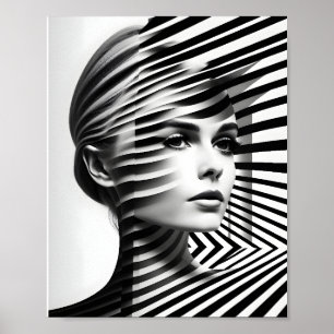 Fashionable Woman optische Verlichting zwart-wit Poster
