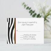 Fashionable Zebra Pattern Weddenschap RSVP Card (Staand voorkant)
