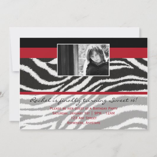 Fashionella in Zebra-uitnodiging Kaart (Voorkant)