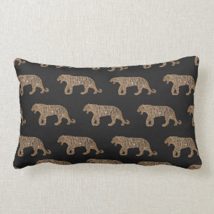 Fashionista Gold Black Glitter Tiger Pattern Kussen