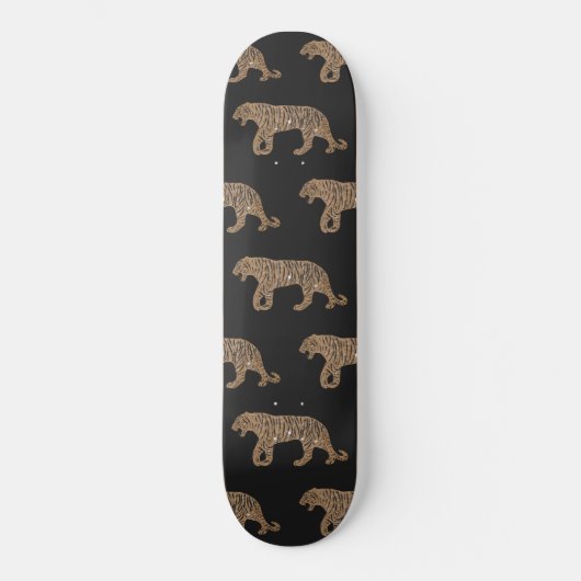 Fashionista Gold Black Glitter Tiger Pattern Skateboard (Voorkant)