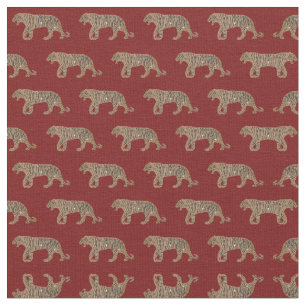 Fashionista Gold Black Red Glitter Tiger Pattern Stof