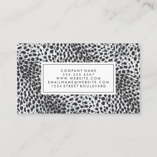 Fashionista | Luipaardprint | Mode Model Visitekaartje (Achterkant)