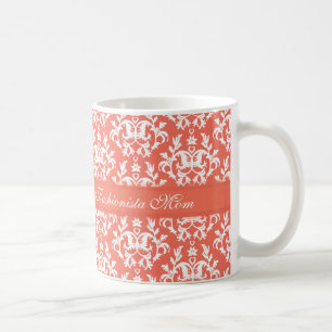 Fashionista Maman damask emberglow tendance mug
